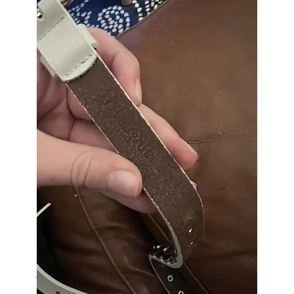 J. McLaughlin White Gold Metal Detail .75” Wide XS 23 - 27” Belt